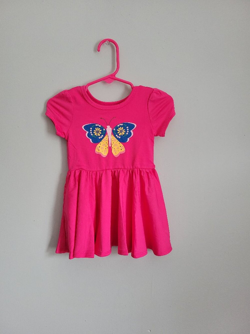 Dot Dot Smile Dress Baby Girl's 6-12mo Pink Butterfly Cap Sleeve Twirl NWT
